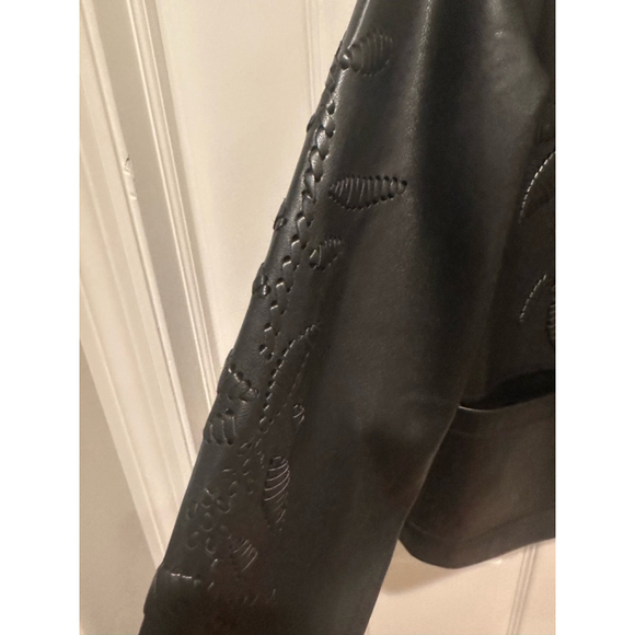 Chico's Black Faux Leather Jacket Size 1.5 - Picture 3 of 7